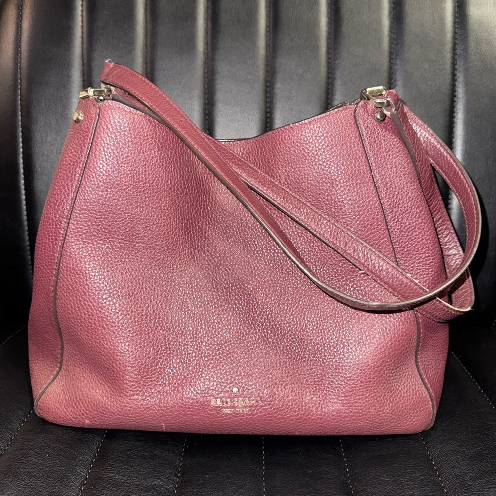 Kate Spade Leila Medium Triple Compartment Shoulder Bag- Cherrywood